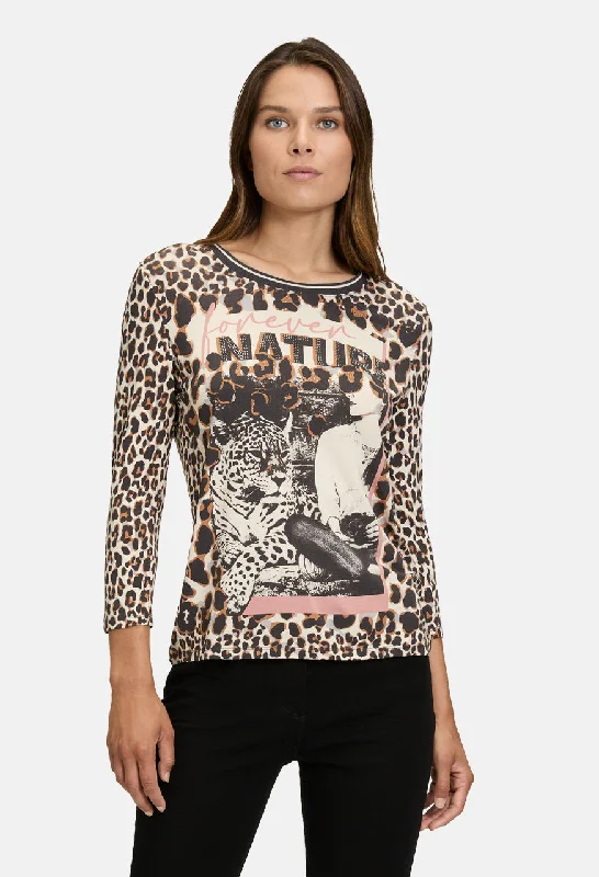 Luxury Casual Deals Graphic Leopard Print Top