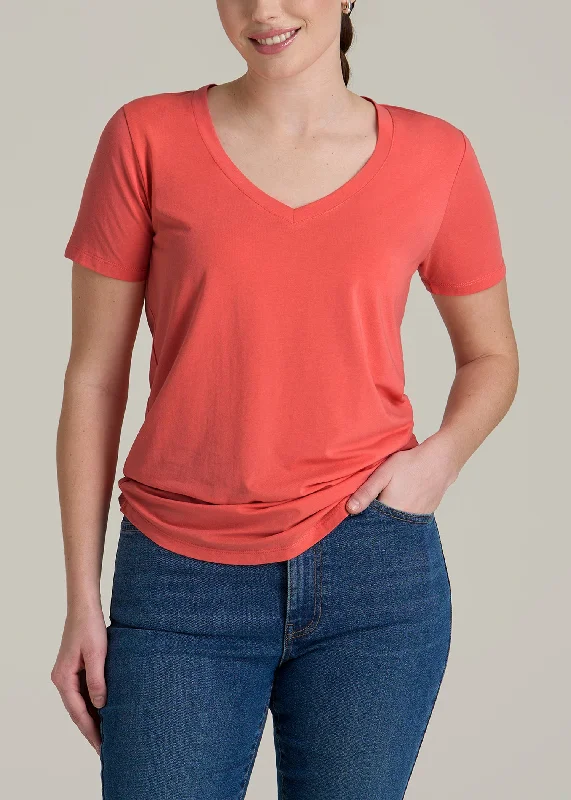 Women's Tailored Outfit Women's Tall Scoop V-Neck Tee in Sunset Coral