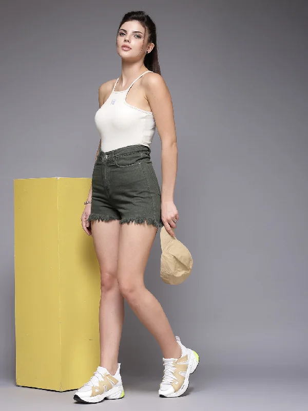 Discover Promotions Olive Hot Denim Shorts For Women