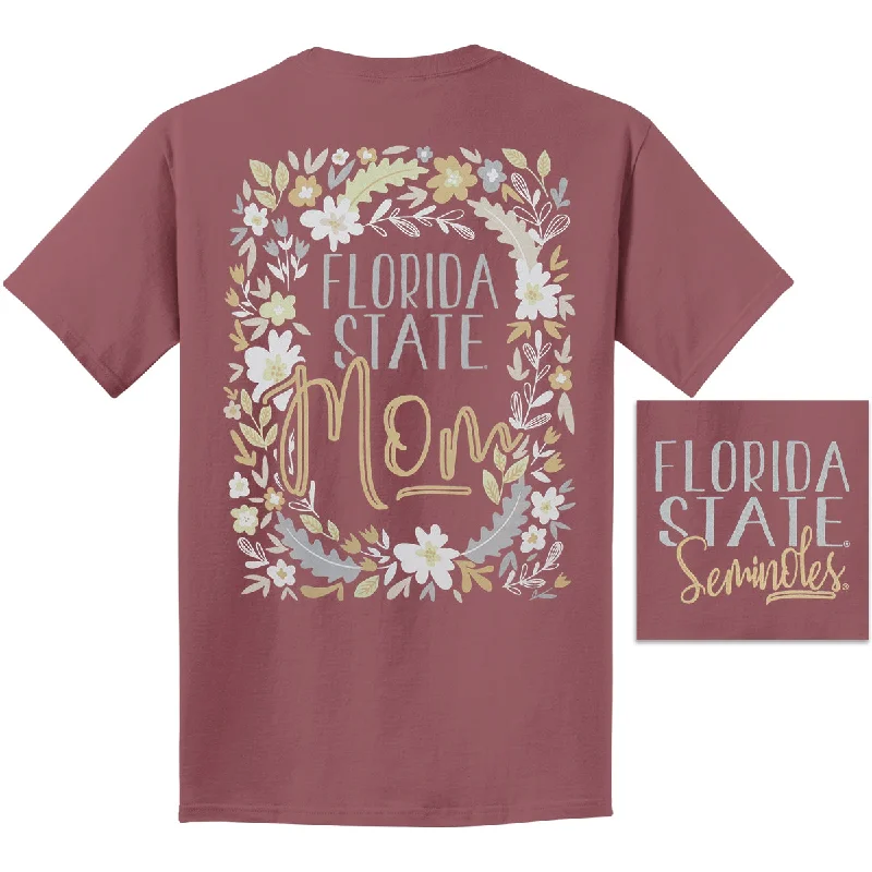 Classic Clothes For Women Image One Comfort Colors Women's Florida State Seminoles Mom Design Short Sleeve T-shirt - Brick