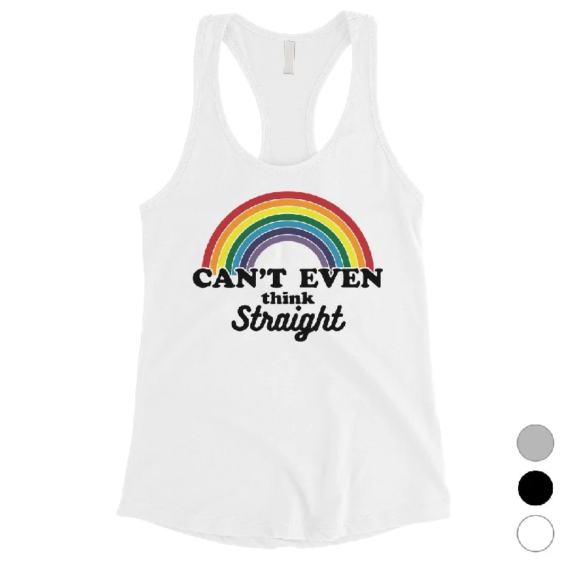 Stylish Women's Clothing LGBT Can't Straight Rainbow Womens Tank Top