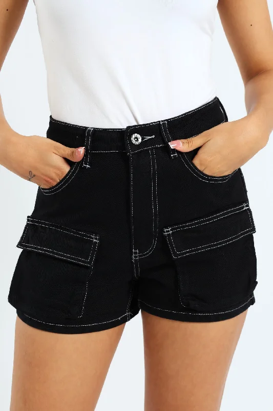 Limited Stock Utility Denim Short - Black