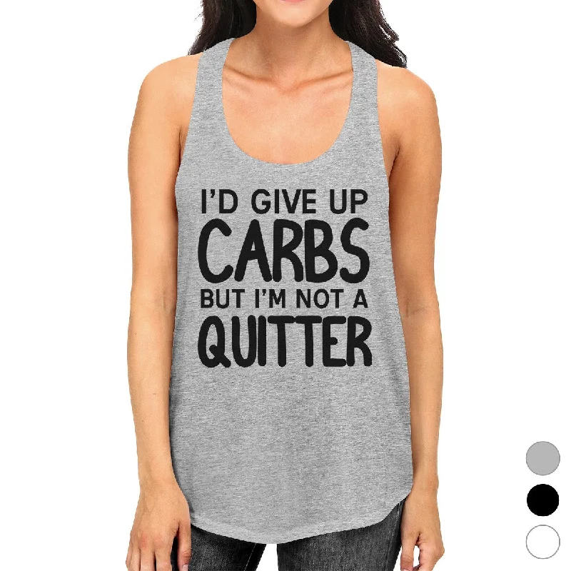 Women's Outerwear Attire Carbs Quitter Womens Cute Racerback Tank Top Funny Gift Tank Tops