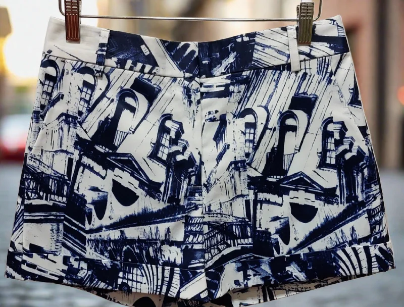 Timeless Women's Clothing The OVI Blue and White Print Shorts