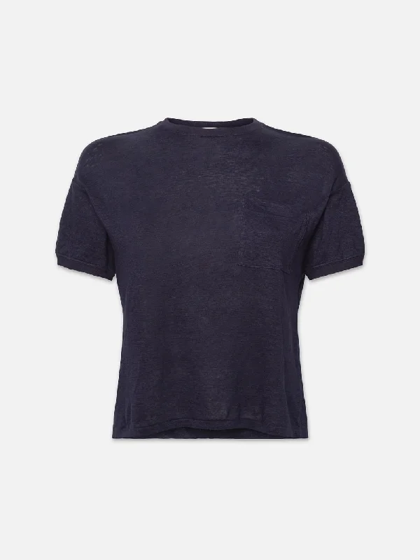 Affordable Women's Attire Pocket Crew Tee -- Navy