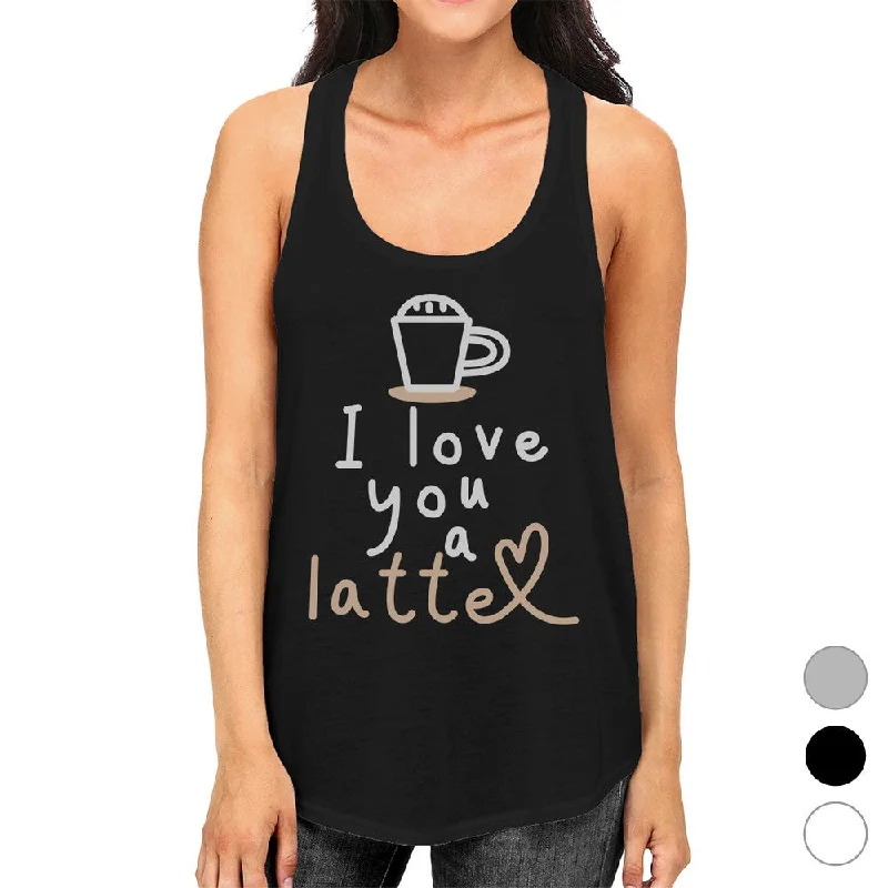 Women's Stylish Professional Apparel Love A Latte Womens Funny Graphic Workout Gym Tank Top Racerback