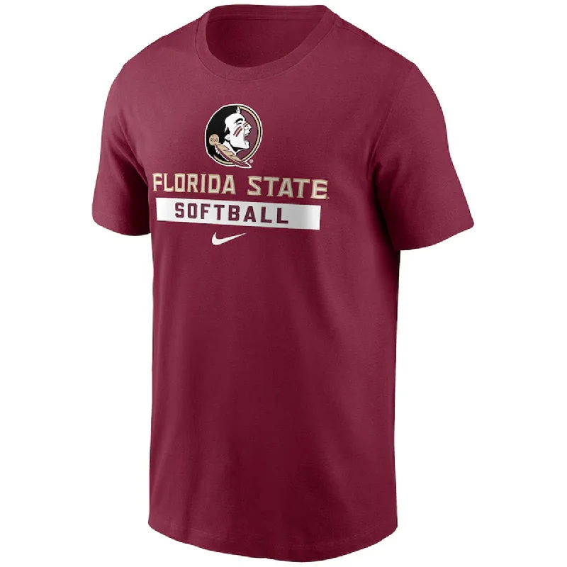 Women's Plus-Size Apparel Nike Men's Seminole Logo/Florida State Softball Cotton Short Sleeve T-shirt - Garnet