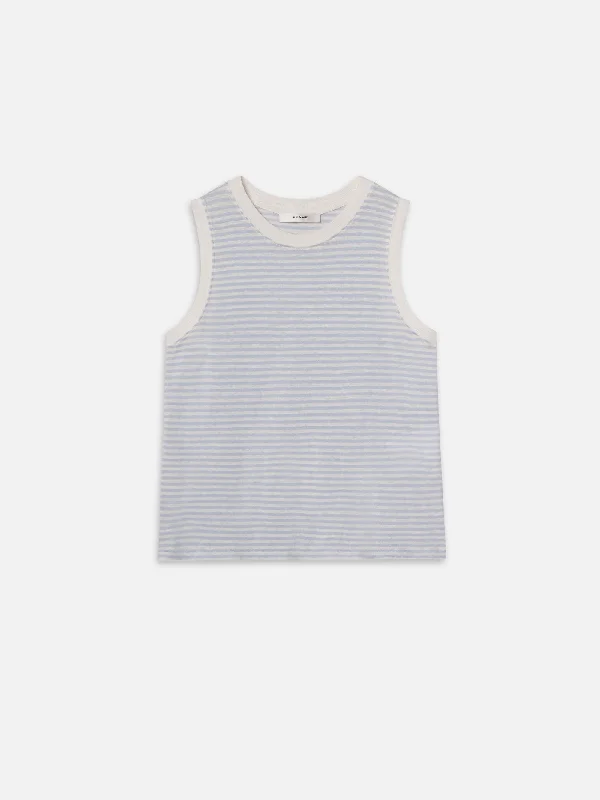 Women's Stylish Casual Garments Muscle Crew Tee -- Light Chambray Multi