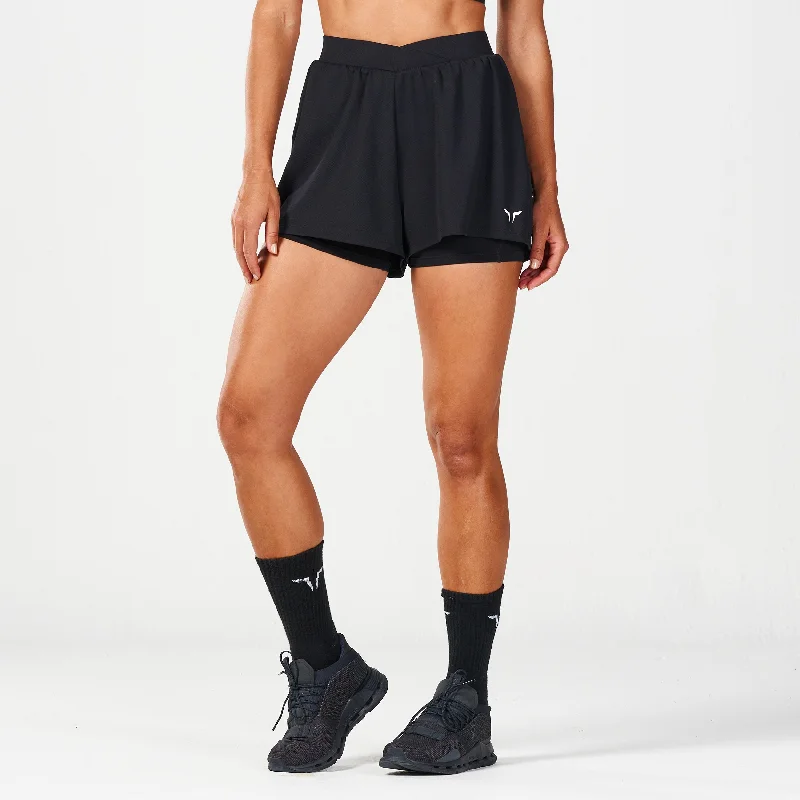 Women's Contemporary Apparel Untamed 2-In-1 Running Shorts - Black