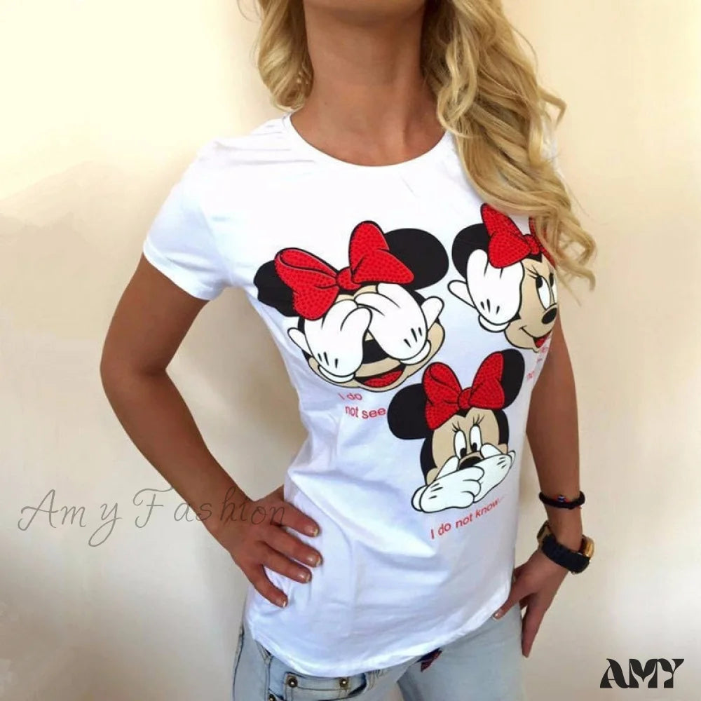 Limited Stock Amy Fashion - Three Mickey Mouse Print Women T shirt