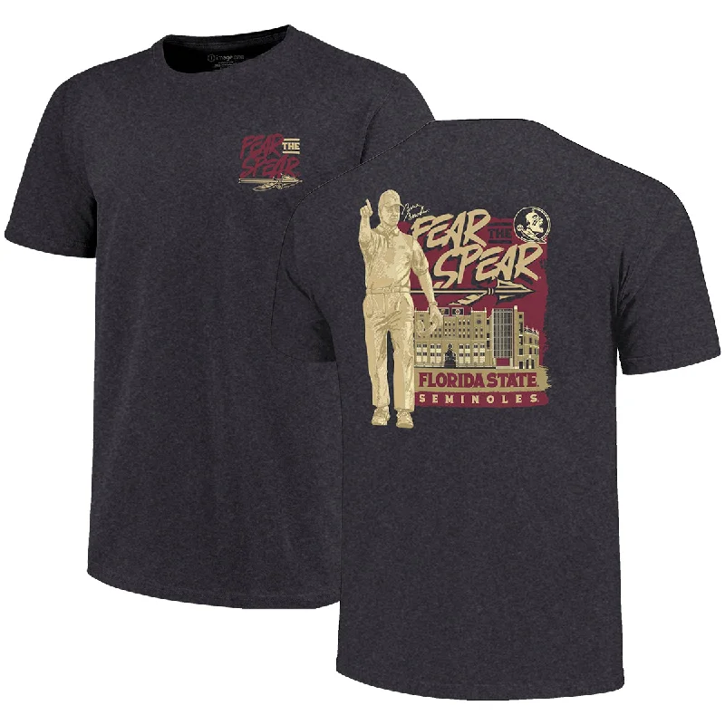 Women's Professional Attire Image One Men's Bobby Bowden Fear the Spear Design Soft Washed Short Sleeve T-shirt - Charcoal