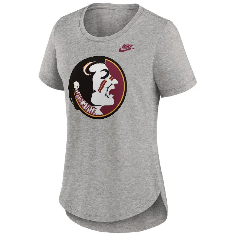 Casual Attire For Women Nike Women's Vault Seminole Logo Short Sleeve Legacy Tri-blend T-shirt - Dark Grey Heather