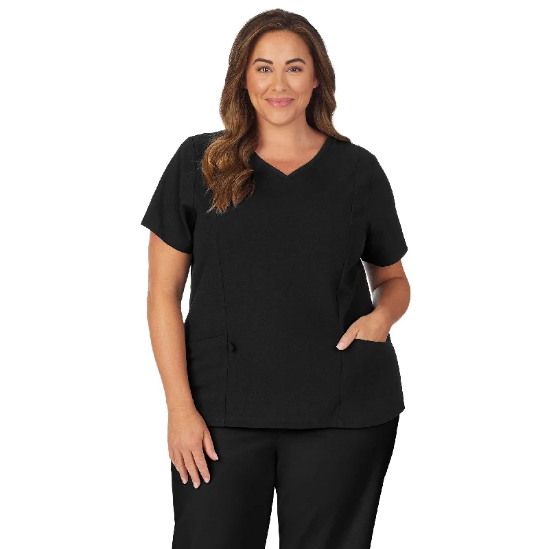 Women's Outerwear Garments Womens Scrub V-Neck Top with Side Pockets PLUS