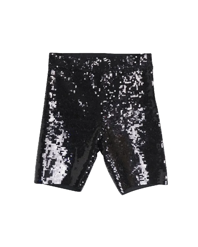 Exclusive Fashion Deals Celine Sequin Embroidered Cycling Shorts in Black Cotton