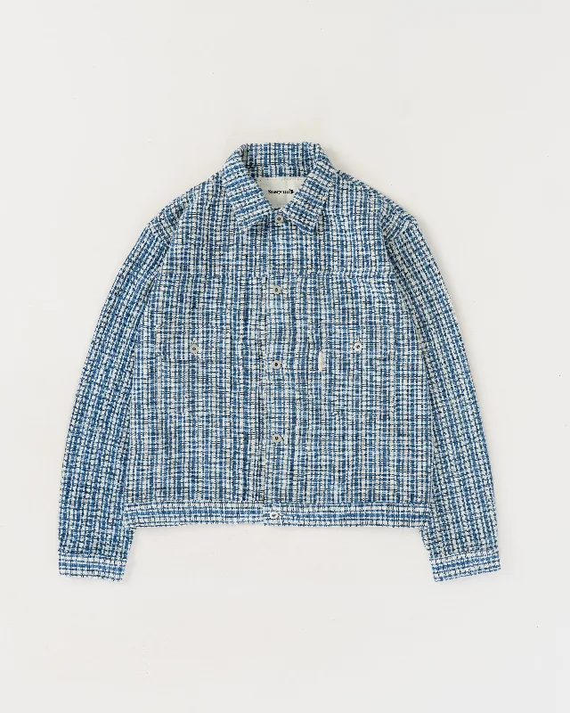 Affordable Women's Clothing Tuesday Jacket - Indigo Check Handloom