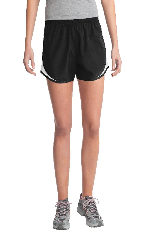 Women's Vintage-Inspired Outfit Sport-Tek Womens Cadence Moisture Wicking Shorts - Black/White/Black