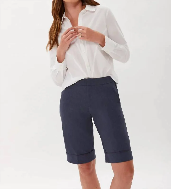 Charming Women's Outfit For Special Occasions Trouser Short With Piping In Indigo