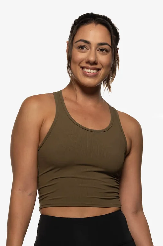 Fast Fashion Favorites Rochelle Basic Crop Top - Khaki