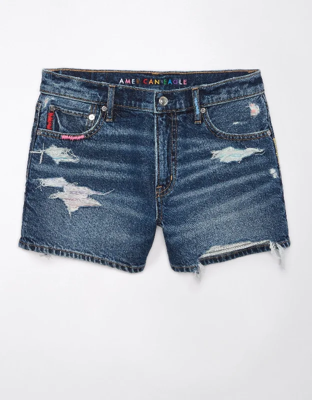 Premium Style Offers AE Pride Strigid Super High-Waisted Relaxed Ripped Denim Short