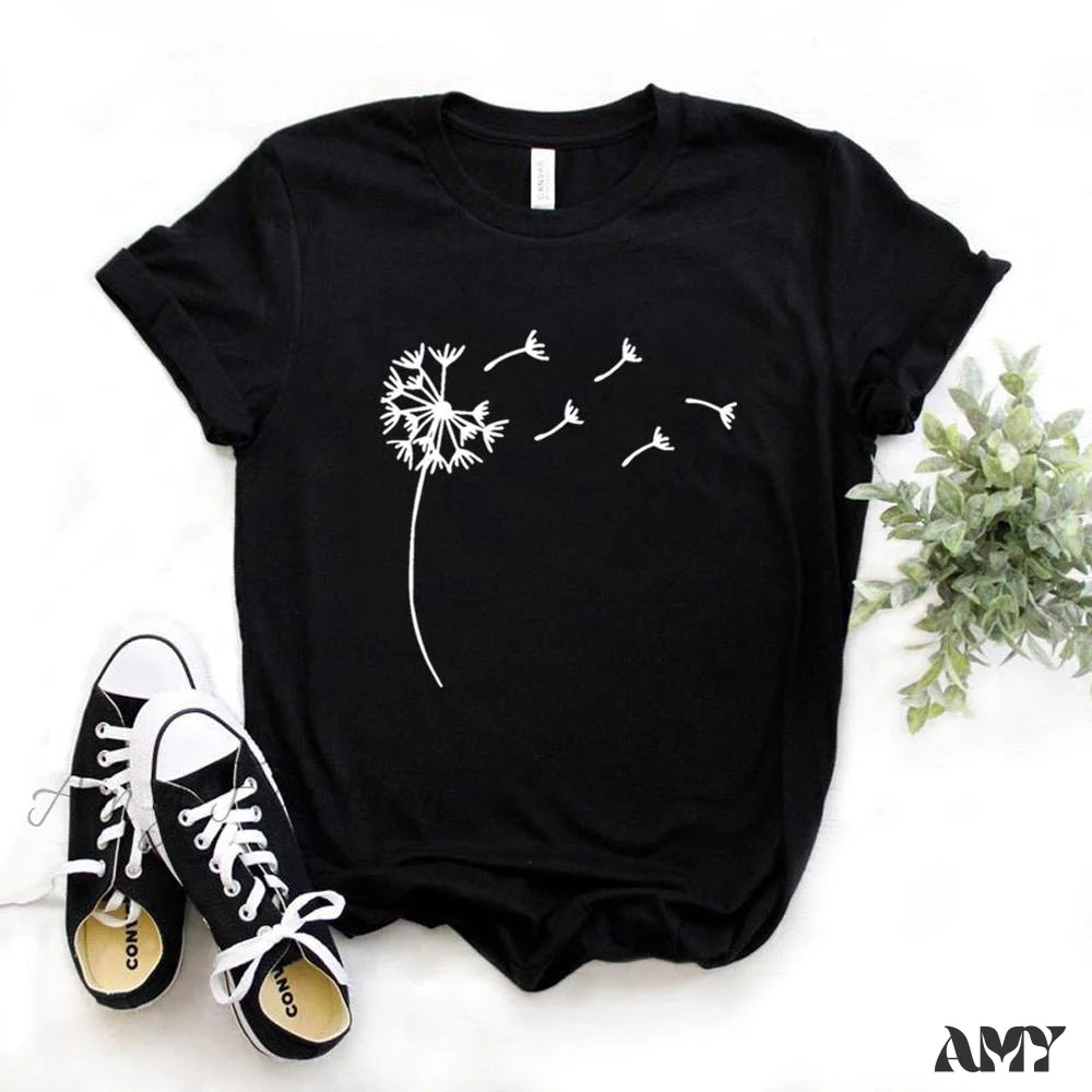 Formal Attire For Women Amy Fashion - Wildflower Dandelion Print T-shirt