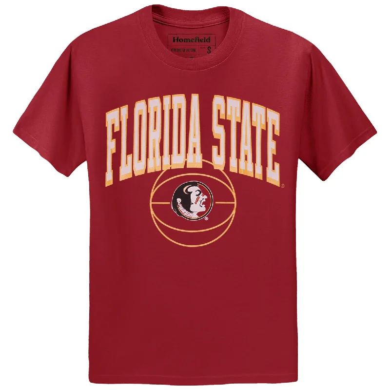 High-Fashion Women's Clothing Homefield Men's Vault Florida State Seminole Logo Basketball Design Short Sleeve T-shirt - Crimson