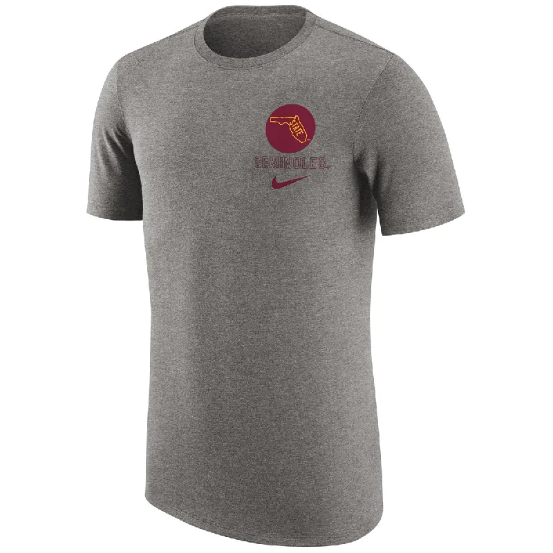 Women's Casual Wear Clothing Nike Men's Vault State of Florida/Seminoles Design Tri-blend Short Sleeve Retro T-shirt - Dark Grey