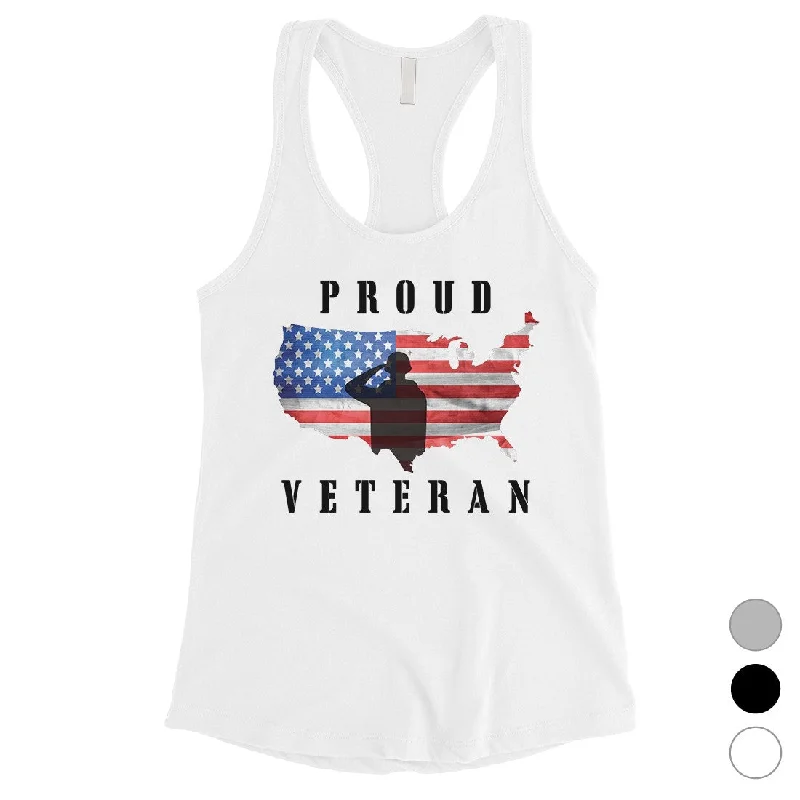 New Arrivals Proud Veteran Mom Shirt Womens Cute Racerback Tank Top For Workout