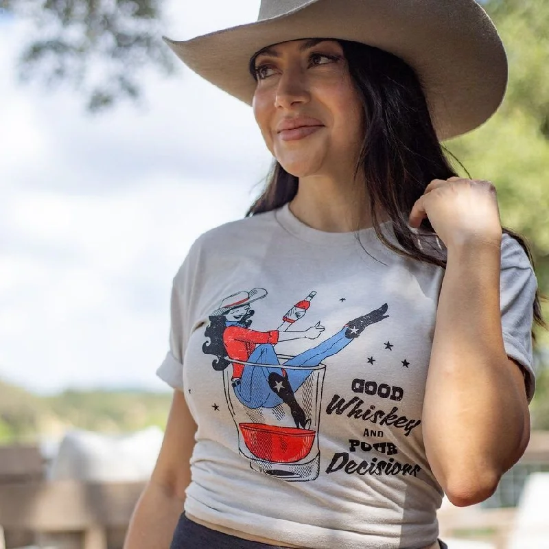 Women's Vintage-Inspired Outfit Women's Whiskey Cowgirl Boyfriend Fit T-Shirt - Sand