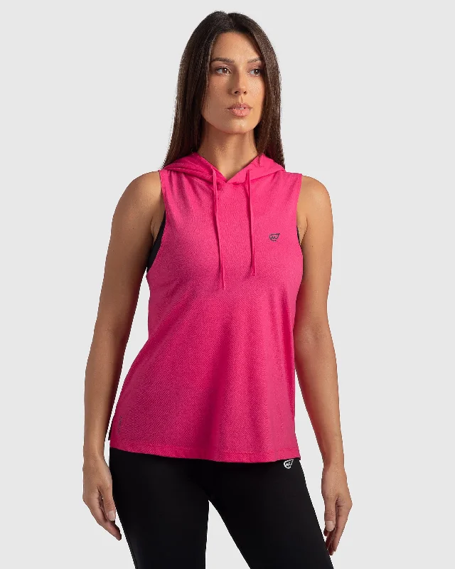 Women's Functional Outfit For Outdoor Activities Sleeveless Hoodie in Pink