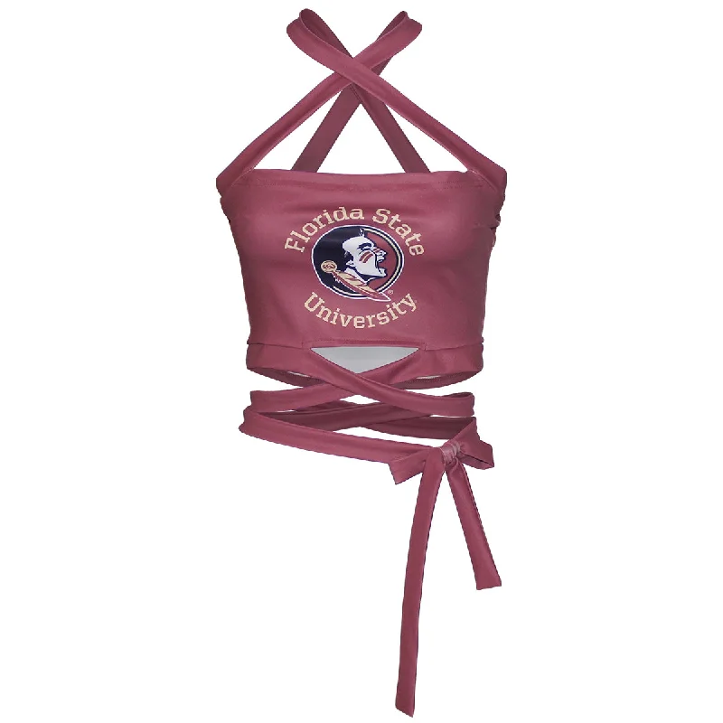 Women's Night-Out Clothes Emerson Street Women's Florida State University/Seminole Logo Design Criss Cross Bandeau - Garnet