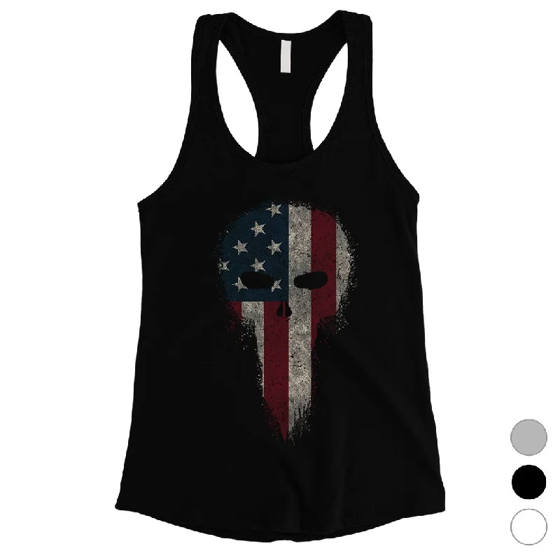 Chic & Cozy Collection Vintage American Skull Womens Tank Top Cute 4th of July Outfits