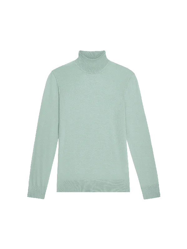 Women's Relaxed Clothes Women’s Regenerative Merino Wool Turtleneck Sweater—eucalyptus blue