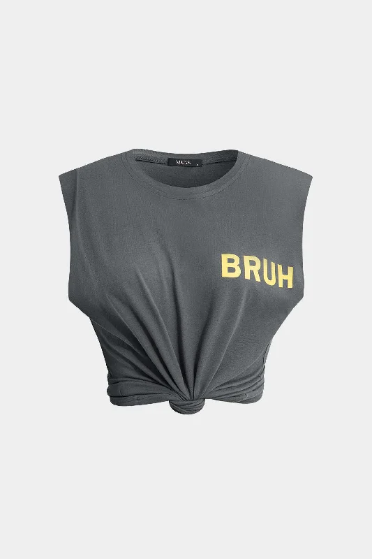 Women's Chic Apparel Bruh Print Sleeveless T-shirt