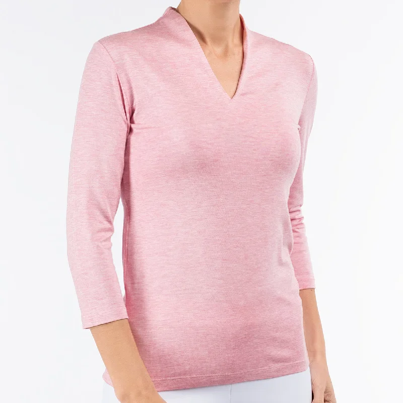 Women's Office Clothing Funnel Neck Tee in Raspberry