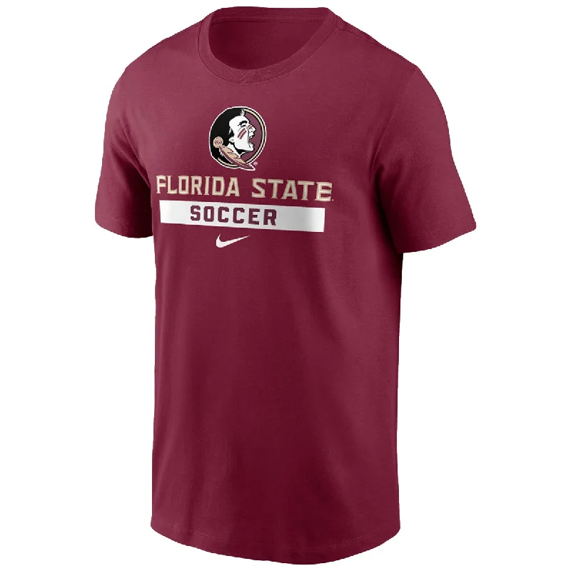 Women's Occasion Wear Apparel Nike Men's Seminole Logo/Florida State Soccer Design Short Sleeve Cotton T-shirt - Garnet