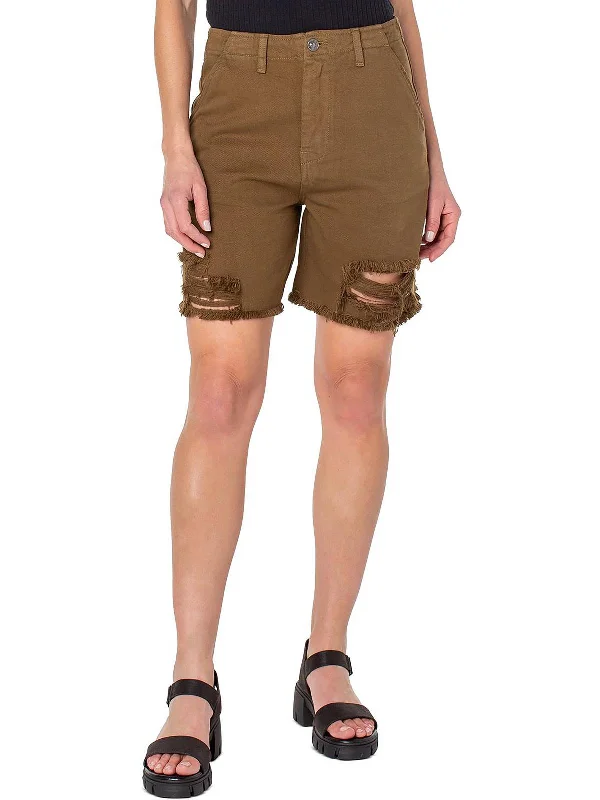 Refined Fashion Sale Womens Frayed Hem Midi Cutoff Shorts