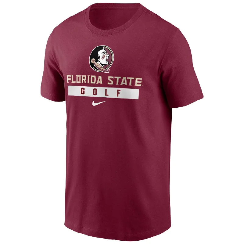 Women's Fashion-Forward Apparel Nike Men's Seminole Logo Florida State Golf Design Short Sleeve Cotton T-shirt - Garnet