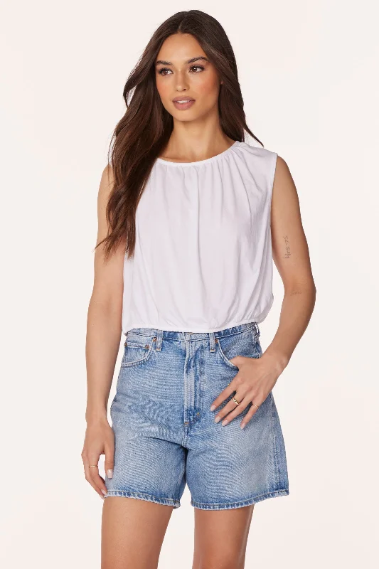 Casual Attire For Women SHIRRED SLEEVELESS TEE