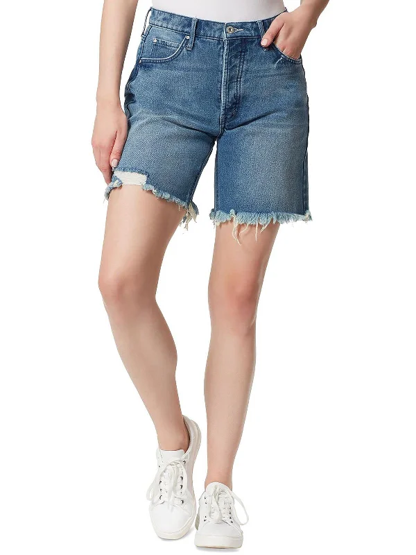 Women's Travel Attire Womens Faded Low-Rise Denim Shorts