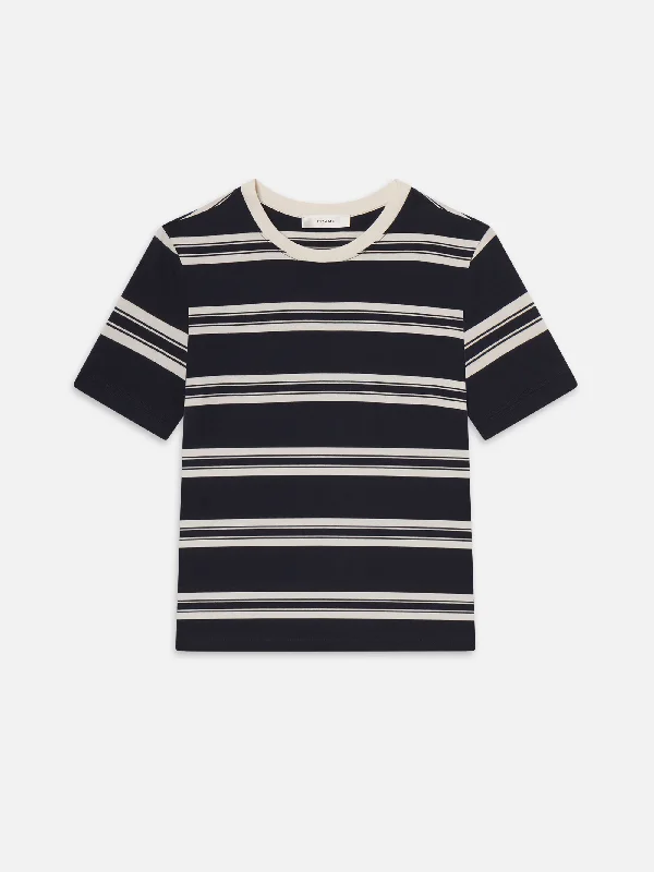 Stylish Women's Outerwear Apparel The Striped Baby Tee -- Navy Multi