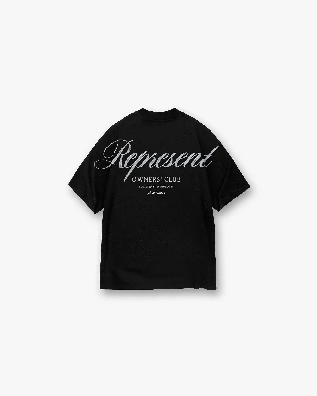 Stylish Statements Represent Owners Club Script T-Shirt - Black