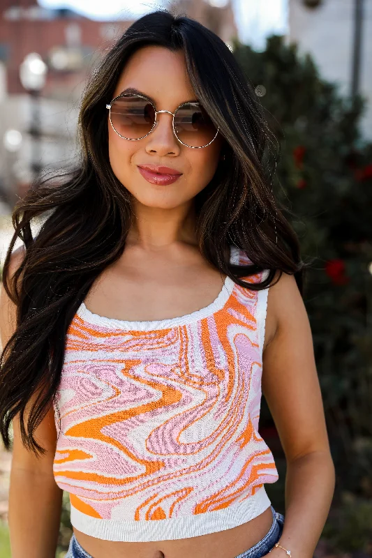 Women's Plus-Size Garments FINAL SALE - Stay Groovy Orange Knit Tank - DU DEAL