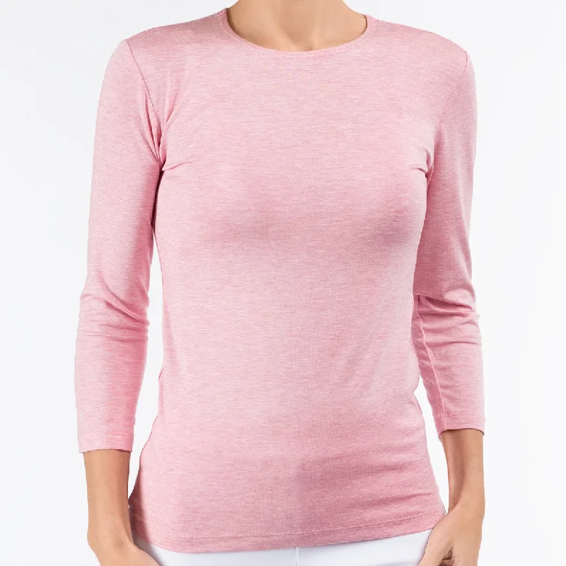 Women's Everyday Clothes Shaped Melange Knit Tee in Raspberry