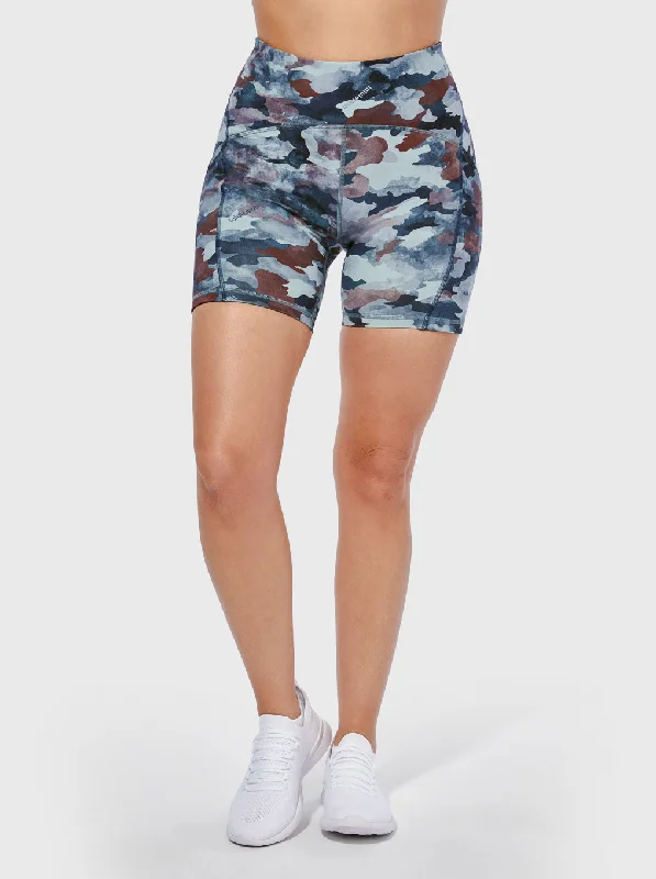 Women's Functional Outdoor Garments LULULEMON BLUE CAMO POWER THRU HR SHORT 6"