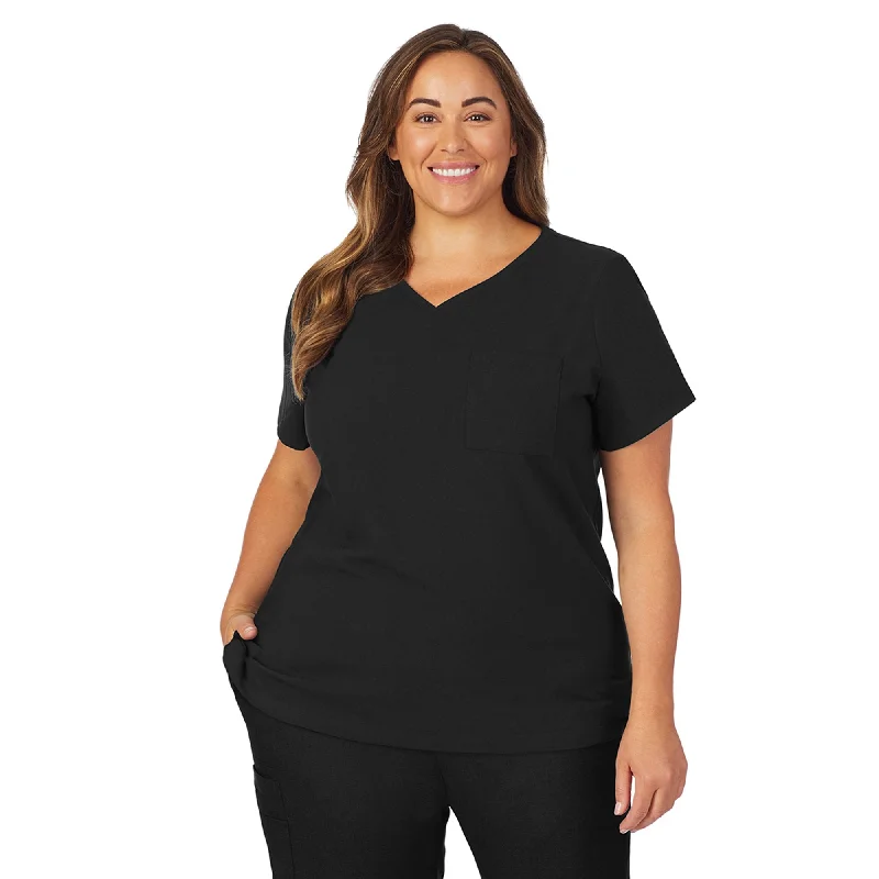 Women's Professional Garments Womens Scrub V-Neck Top with Chest Pocket PLUS