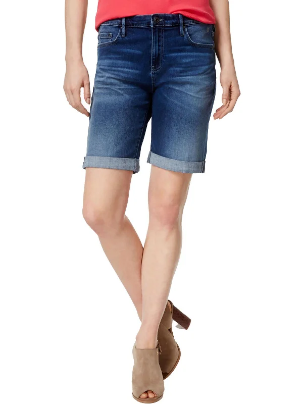 Fashion Sale Womens Denim Cuffed Bermuda Shorts