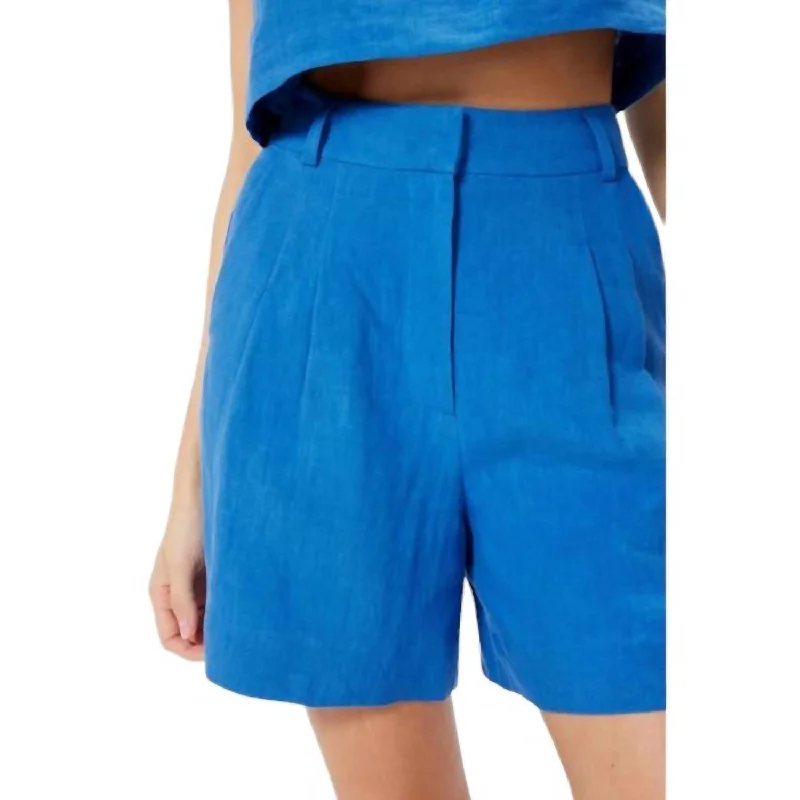 Women's Relaxed Outfit Women's Linen Shorts In Blue