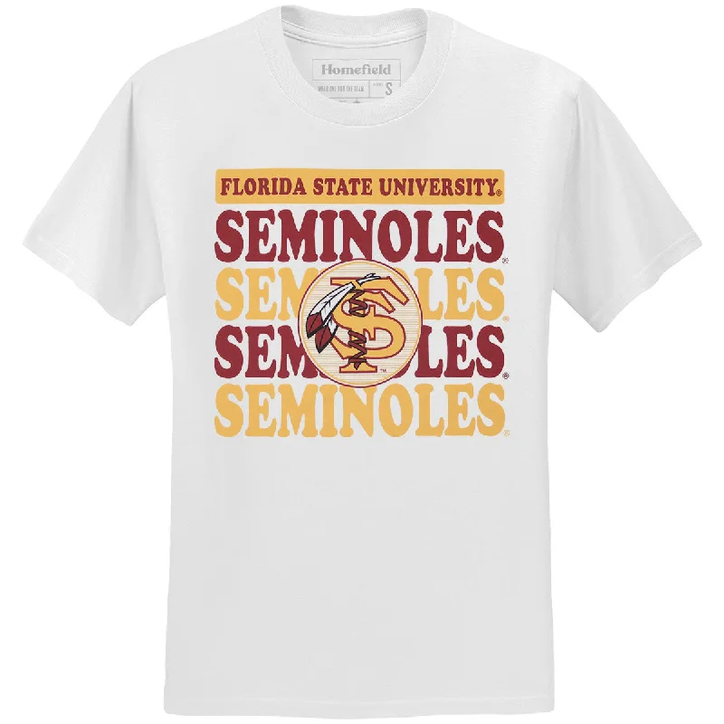 Women's Formal Event Clothing Homefield Men's Vault Florida State Seminoles/Interlocking FS Feather Design Short Sleeve T-shirt - White