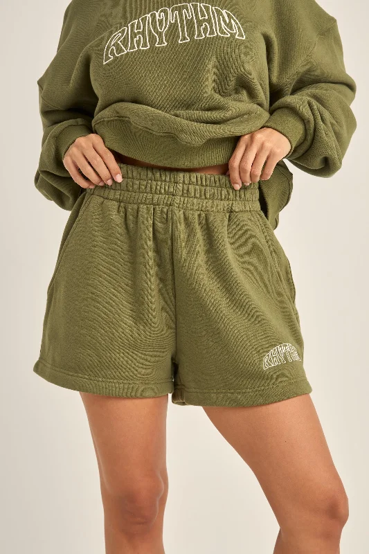 Sustainable Women's Apparel College Fleece Short Olive