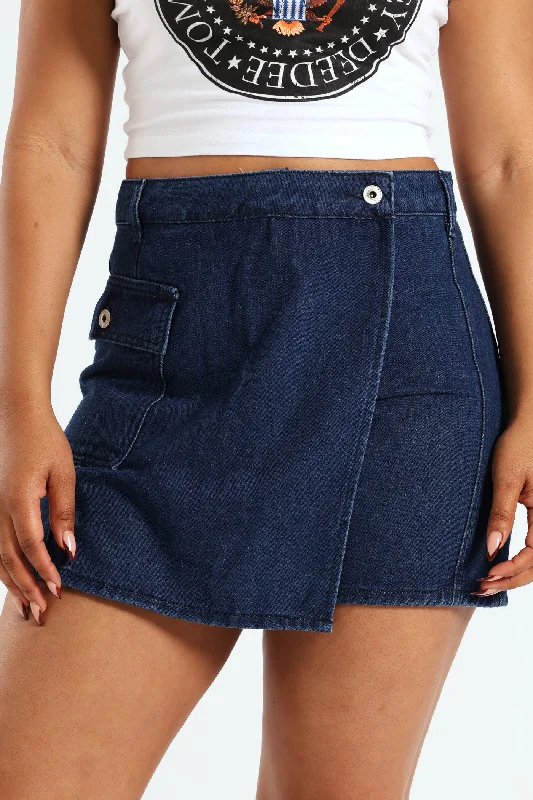 Sustainable Women's Clothing Denim Skort - Ink